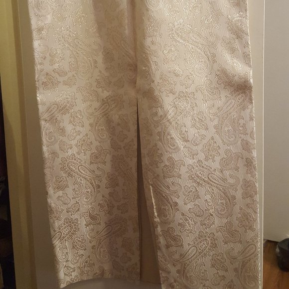 Gold and Cream Brocade Formal Pencil Skirt-CRIMSON by Lawrence Kurtz 1960s-1970s - Picture 3 of 3